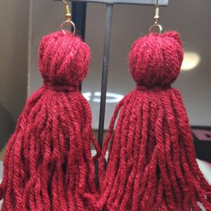 Red Yarn Earrings