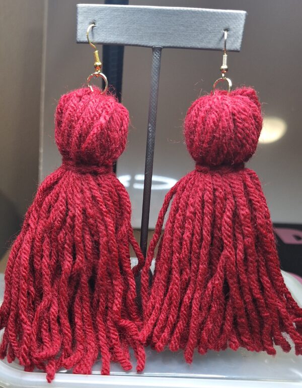 Red Yarn Earrings